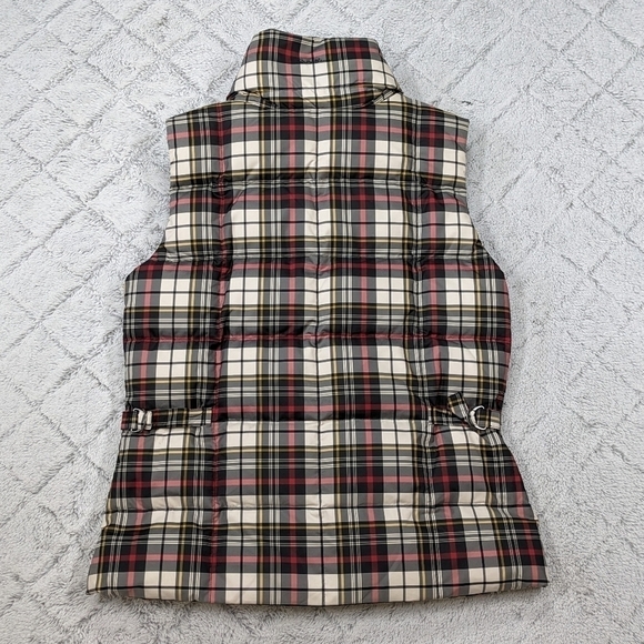 Eddie Bauer Vest Women's M White Red Black Plaid Goose Down 700 Fill Puffer - Picture 9 of 10